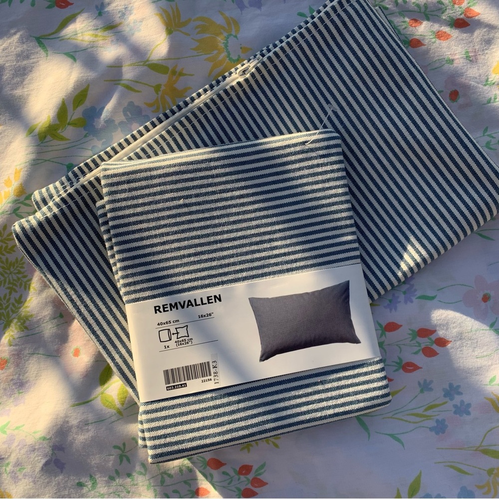 Blue and White Striped Ikea Pillow Cases